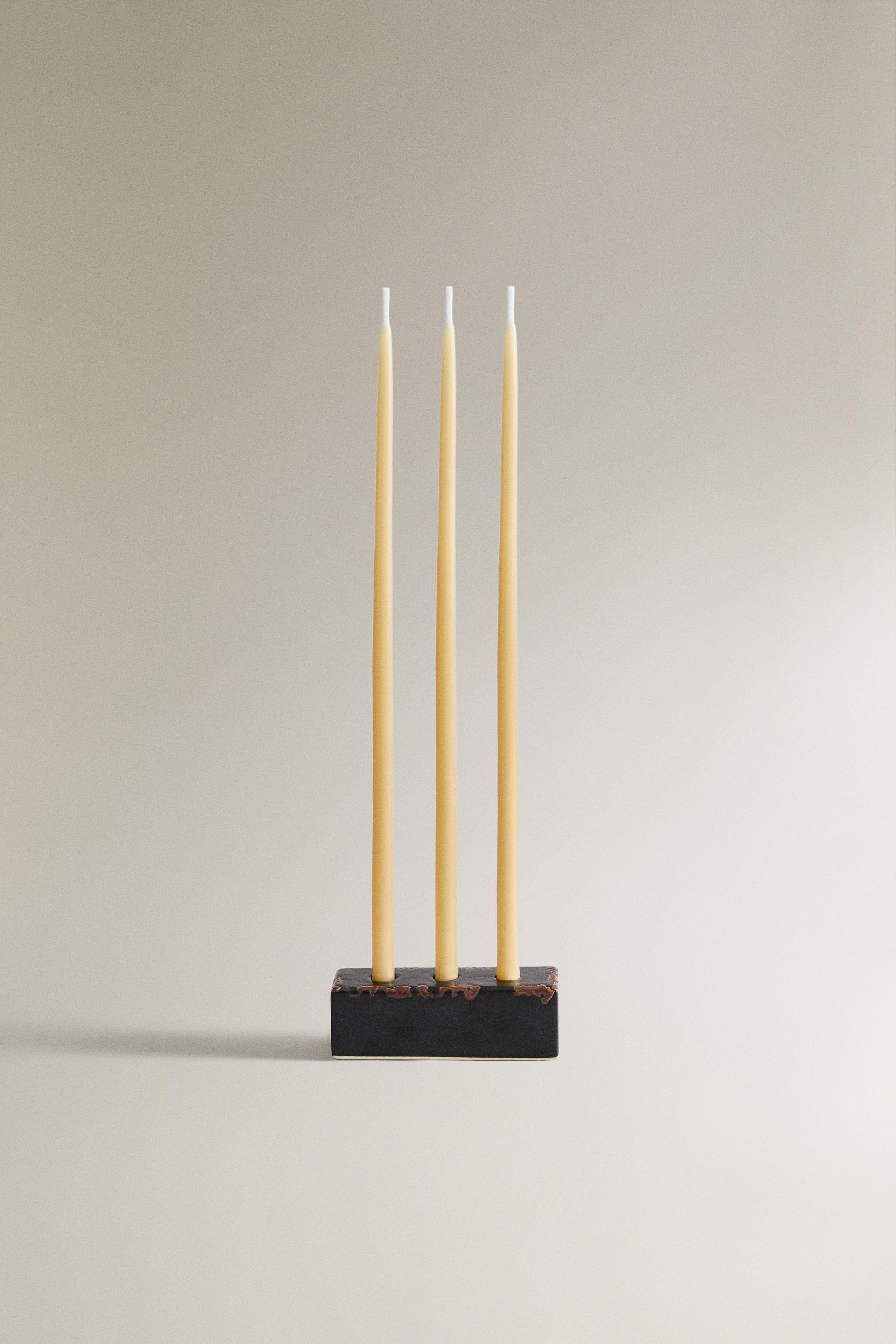 VELVET CUIR CANDLE SET PACK AND CANDLE HOLDER
